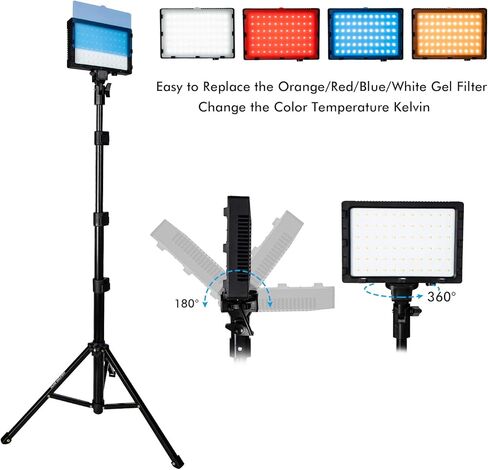 طقم إضاءة التصوير الفوتوغرافي المحمول من سلو دولفين LED 5600K USB 66 LED مع حامل ثلاثي قابل للتعديل/4 فلاتر ألوان لأعلى الطاولة/صورة المنتج على اليوتيوب صورة تصوير ستوديو تصوير (2 قطعة) in Kuwait