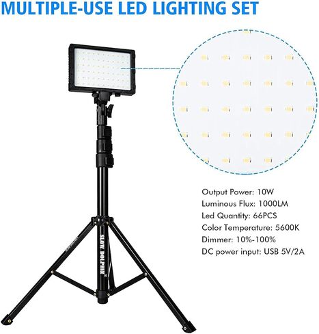 طقم إضاءة التصوير الفوتوغرافي المحمول من سلو دولفين LED 5600K USB 66 LED مع حامل ثلاثي قابل للتعديل/4 فلاتر ألوان لأعلى الطاولة/صورة المنتج على اليوتيوب صورة تصوير ستوديو تصوير (2 قطعة) in Kuwait