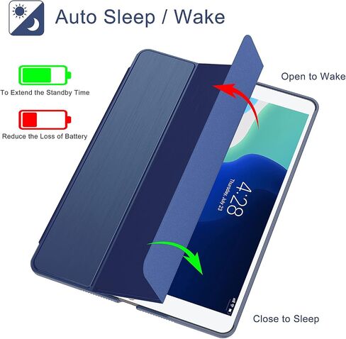 Soke Case for iPad 9th/8th/7th Generation 2021/2020/2019, [Slim Trifold Stand + Auto Wake/Sleep], Premium Protective Hard PC Back Cover for Apple iPad 10.2 Inch (Navy) in Saudi Arabia
