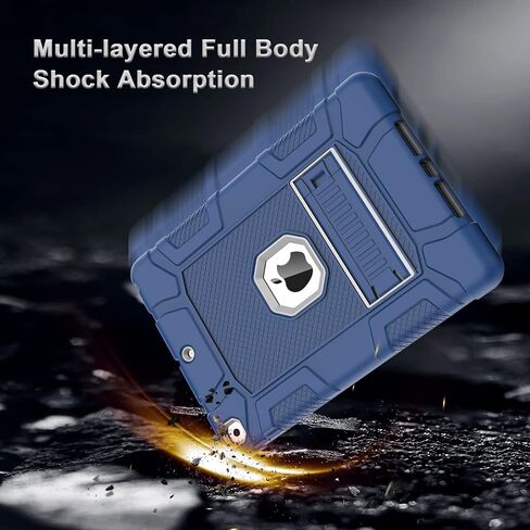 Case for 9th/8th/7th Generation, Hybrid Shockproof Rugged Drop Protective Case with Kickstand for iPad 10.2 Inch (2021/2020/2019 Release), Black in Kuwait