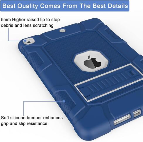 Case for 9th/8th/7th Generation, Hybrid Shockproof Rugged Drop Protective Case with Kickstand for iPad 10.2 Inch (2021/2020/2019 Release), Black in Kuwait