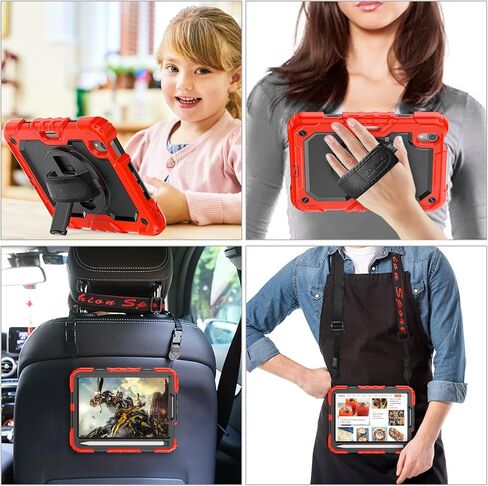 SEYMAC stock Case for iPad Mini 6 8.3'' 2021 with Screen Protector Pencil Holder [360 Rotating Hand Strap] &Stand, Drop-Proof Case for iPad Mini 6th Generation 8.3", Black in Saudi Arabia