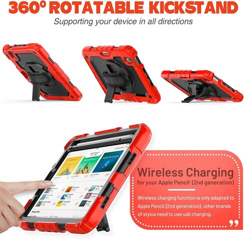 SEYMAC stock Case for iPad Mini 6 8.3'' 2021 with Screen Protector Pencil Holder [360 Rotating Hand Strap] &Stand, Drop-Proof Case for iPad Mini 6th Generation 8.3", Black in Saudi Arabia