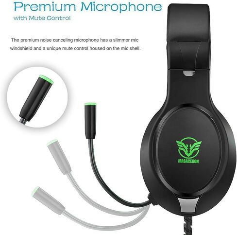 Masacegon Gaming Headset for PC,Gaming Headphone Compatible with Xboxone,PS4,Nintendo Switch,3.5mm Over-Ear Headphones with Noise Canceling Feature in Kuwait
