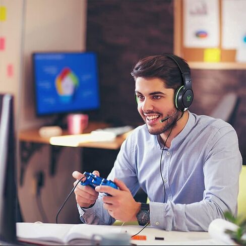 Masacegon Gaming Headset for PC,Gaming Headphone Compatible with Xboxone,PS4,Nintendo Switch,3.5mm Over-Ear Headphones with Noise Canceling Feature in Kuwait