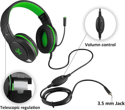 Masacegon Gaming Headset for PC,Gaming Headphone Compatible with Xboxone,PS4,Nintendo Switch,3.5mm Over-Ear Headphones with Noise Canceling Feature in Kuwait