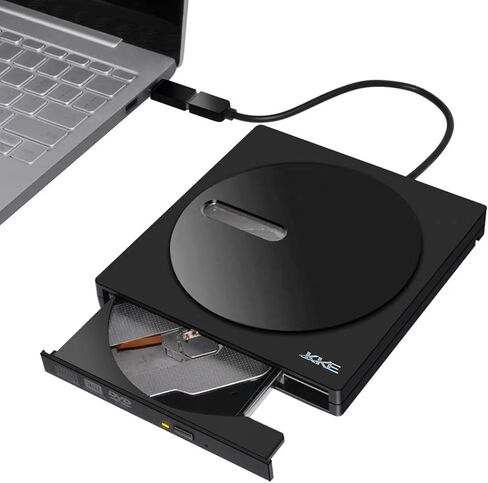 محرك أقراص DVD خارجي KKE لأجهزة الكمبيوتر المحمول مع واجهة USB ونوع C، متوافق مع أنظمة Windows XP/2003، Win 7/8/8.1/10/11، MacOS، Vista، وأنظمة Linux، أسود in Kuwait