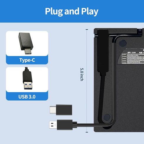 محرك أقراص DVD خارجي KKE لأجهزة الكمبيوتر المحمول مع واجهة USB ونوع C، متوافق مع أنظمة Windows XP/2003، Win 7/8/8.1/10/11، MacOS، Vista، وأنظمة Linux، أسود in Kuwait