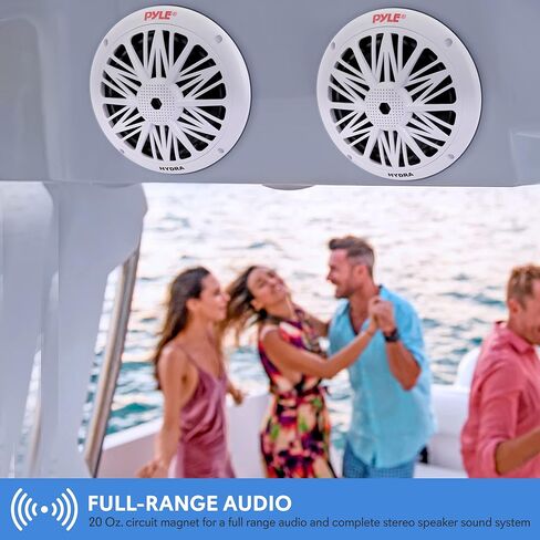 Pyle 6.5 Inch Dual Marine Speakers - 2 Way Waterproof and Weather Resistant Outdoor Audio Stereo Sound System with 200 Watt Power, Poly Carbon Cone and Butyl Rubber Surround - 1 Pair (White) in Saudi Arabia