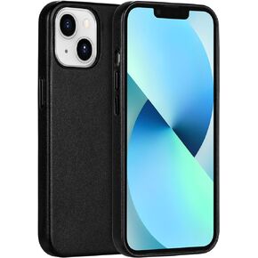 Casecious Compatible with iPhone 13 Hard Body Protection Leather-Like Cell Phone Mobile Case Cover, Camera Lens Protection, Drop Protection, Anti-Fingerprint, Raised Bezel (Green)
