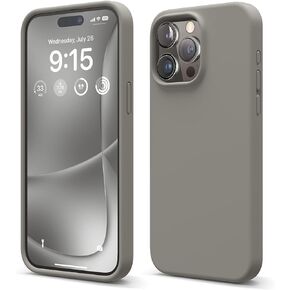 جراب Elago متوافق مع iPhone 15 Pro Max، جراب من السيليكون السائل، غطاء واقٍ لكامل الجسم، مقاوم للصدمات، جراب هاتف نحيف، بطانة ناعمة من الألياف الدقيقة مضادة للخدش، 6.7 بوصة (حجري)