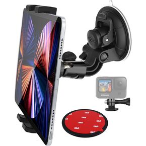 حامل تابلت على الزجاج الأمامي للسيارة من Aozcu، حامل تابلت على لوحة القيادة في النافذة، حامل شفط قوي 95 مم مع طرف لولبي 1/4 بوصة لجهاز iPad Pro 11/ Air/Mini، وGalaxy Tabs، والمزيد من الهواتف والأجهزة اللوحية مقاس 4-13 بوصة، والكاميرا in Kuwait