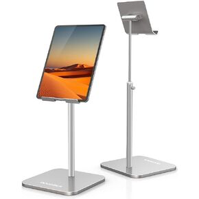 ODOSOLA Tablet Stand Height Angle Adjustable, Eye-Level Desktop iPad Stands Tablet Holder for Home Office, Cradle Dock for iPad Pro 12.9, Air Mini 4, Kindle, E-Reader, Nexus, iPhone (4-13'') Silver in Saudi Arabia