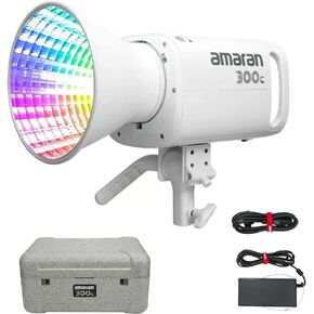 Aputure Amaran 300c RGBWW 300W COB Video Light Bowen Mount,26,580 lux @1m with Hyper Reflector,2,500K to 7,500K CCT with G/M Adjustment,APP Contorl (Grey)