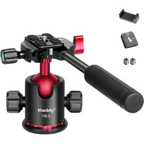رأس كروي، رأس كروي ثلاثي القوائم من مانبيلي مع مقبض، رأس إمالة مع لوحة تحرير سريعة 1/4 بوصة، رأس كروي معدني بانورامي دوار 360 درجة لكاميرا DSLR in Kuwait