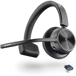 سماعة رأس لاسلكية Poly Voyager 4310 UC (Plantronics) - سماعة رأس بلوتوث أحادية الأذن مع ميكروفون بوم عازل للضوضاء - توصيل الكمبيوتر/Mac/الهاتف المحمول عبر البلوتوث - تعمل مع الفرق (معتمدة)، Zoom - حصريًا لأمازون in Kuwait