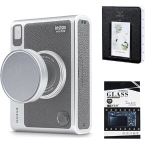 غطاء عدسة Instax Mini Evo الواقي من CAIYOULE، ملحقات Fujifilm Instax Mini Evo مع غطاء عدسة، ألبوم صور وواقي شاشة (الكاميرا غير متضمنة)