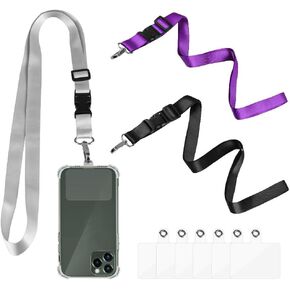 FGY Cell Phone Lanyard - 3Pack, Phone Lanyard for Around Neck, Lanyard Neck Straps with 6 Tether Tabs, Universal Lanyard for Phone, Cell Phone Neck Straps for Fit All Smartphones