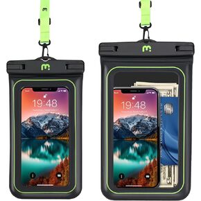 MYBAT PRO IPX8 Waterproof Phone Pouch (1 Pack XL Size + 1 Pack Regular Size), Cell Phone Dry Bag with Detachable Lanyard, Universal Floating Waterproof Phone Case for iPhone 15 Pro Max/14/S24 - Black