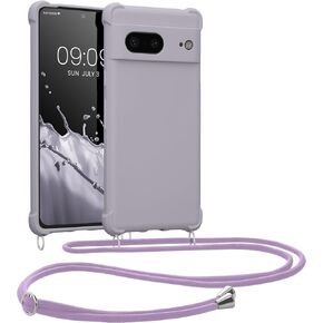 kwmobile Crossbody Case Compatible with Google Pixel 7 Case - TPU Silicone Cover with Strap - Moss Green