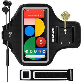 حزام يد للركض من RUNBACH لهاتف Google Pixel 5/4/4a/3/3a، حقيبة رياضية مقاومة للعرق مع حامل لمس/مفتاح وفتحة بطاقة لـ Google Pixel 5/Pixel 4/4a/Pixel 3/3a (أسود) in Kuwait