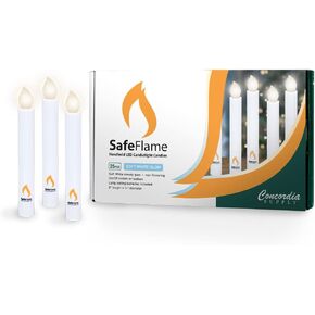 SafeFlame LED Candlesticks - 6" (25-Pack) Handheld Battery Operated Candles w/Flickering Effect - Perfect for Church Services, Candlelight Vigils, and Special Events - (Amber)