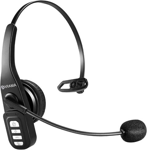 Trucker Bluetooth Headset, V5.0 Noise Cancelling Wireless Headset with Microphone, On Ear Hands-Free Bluetooth Headphone for iPhone Samsung Cell Phone Call Center Home Office Skype in Kuwait
