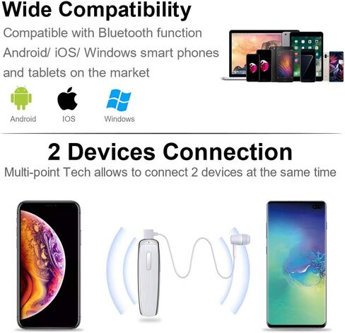 سماعة بلوتوث WYHOO V5.2 سماعة بلوتوث 24 ساعة وقت التحدث مع ميكروفون مزدوج CVC8.0 سماعة رأس لاسلكية بخاصية إلغاء الضوضاء لهواتف iPhone وAndroid والهاتف الخلوي وسائق الشاحنة ومكتب الأعمال (أبيض) in Kuwait