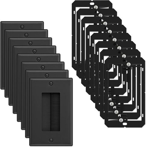 iwillink 4-Pack Brush Wall Plate with Low Voltage Mounting Bracket, White | Cable Pass Through Wall Plate Insert for Wires, Single Gang Cable Access Strap, Wall Socket for HDTV, Home Theater Systems in Saudi Arabia