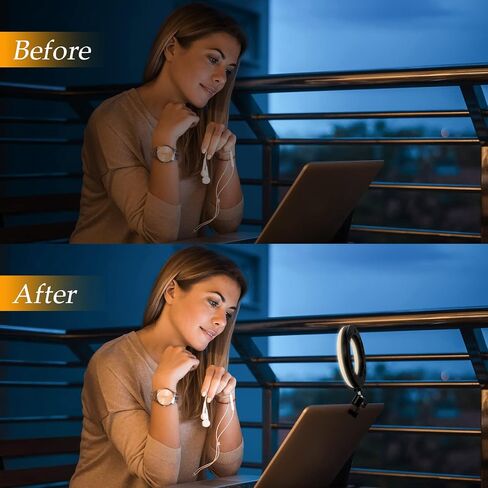 Selfie Ring Light with Stand,Video Conference Lighting,3 Dimmable Color and 10 Brightness Level Easy to Use Suitable for Webcam Lighting/Remote Working in Saudi Arabia