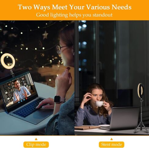 Selfie Ring Light with Stand,Video Conference Lighting,3 Dimmable Color and 10 Brightness Level Easy to Use Suitable for Webcam Lighting/Remote Working in Saudi Arabia
