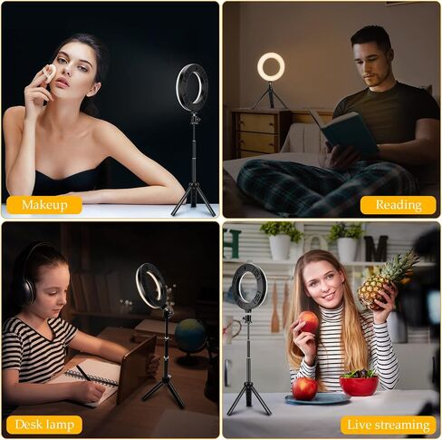 Selfie Ring Light with Stand,Video Conference Lighting,3 Dimmable Color and 10 Brightness Level Easy to Use Suitable for Webcam Lighting/Remote Working in Saudi Arabia