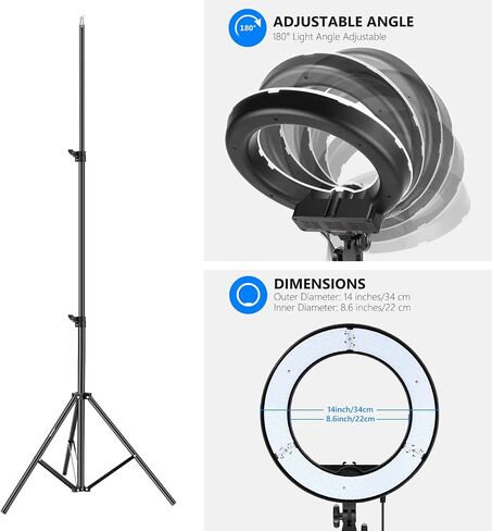 Neewer RL-12 مصباح حلقة LED مقاس 14 بوصة خارجي/12 بوصة في المنتصف مع حامل إضاءة، فلتر ألوان، حامل هاتف للمكياج، يوتيوب، تيك توك، تصوير فيديو الكاميرا/الهاتف in Saudi Arabia