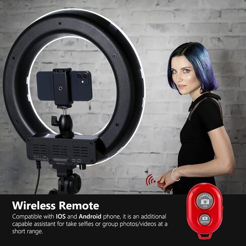 Neewer RL-12 مصباح حلقة LED مقاس 14 بوصة خارجي/12 بوصة في المنتصف مع حامل إضاءة، فلتر ألوان، حامل هاتف للمكياج، يوتيوب، تيك توك، تصوير فيديو الكاميرا/الهاتف in Saudi Arabia