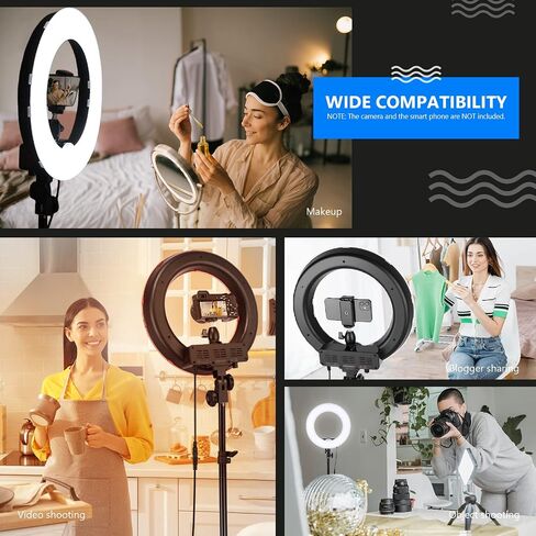 Neewer RL-12 مصباح حلقة LED مقاس 14 بوصة خارجي/12 بوصة في المنتصف مع حامل إضاءة، فلتر ألوان، حامل هاتف للمكياج، يوتيوب، تيك توك، تصوير فيديو الكاميرا/الهاتف in Saudi Arabia