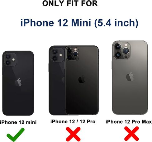 حافظة لهاتف iPhone 12 Mini مع حافظة مشبك حزام، واقي شاشة 2X، غطاء واقٍ متين مقاوم للصدمات والسقوط من الدرجة العسكرية بالكامل لهاتف iPhone 12 Mini (أسود وأزرق) in Kuwait