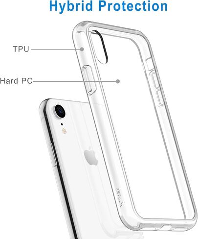 JETech Case for iPhone XR 6.1-Inch, Non-Yellowing Shockproof Phone Bumper Cover, Anti-Scratch Clear Back (Clear) in Kuwait