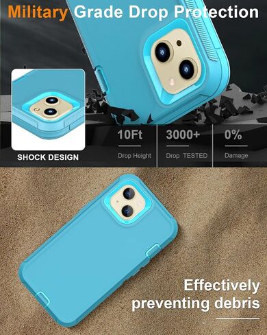 Designed for iPhone 15 Case [2 Screen Protector + 2 Camera Lens Protector + Belt Clip] Military Grade Full Body Cover, Heavy Duty Shockproof Drop Proof Protection Case 6.1"(Black Black) in Kuwait
