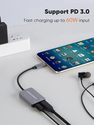 CableCreation USB C to 3.5mm Audio Cable with USB Charging Car Aux Cable | Type C to Aux Jack Headphone Car Stereo with 18W Charge for iPhone 16 15 Pro Max Plus, Galaxy S24/S23+, Pixel 9/8/7+ in Kuwait