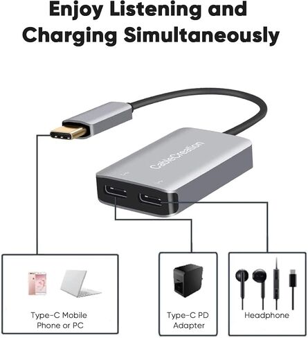 CableCreation USB C to 3.5mm Audio Cable with USB Charging Car Aux Cable | Type C to Aux Jack Headphone Car Stereo with 18W Charge for iPhone 16 15 Pro Max Plus, Galaxy S24/S23+, Pixel 9/8/7+ in Kuwait