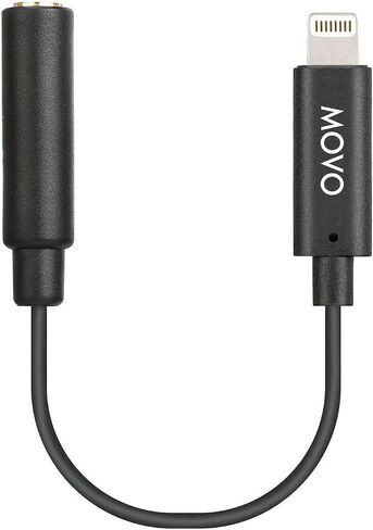Movo IMA-1 Female 3.5mm TRRS Microphone Adapter Cable to Lightning Connector Dongle Compatible with Apple iPhone, iPad Smartphones and Tablets - Optimized for Microphones/Pro Audio in Saudi Arabia