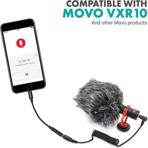 Movo IMA-1 Female 3.5mm TRRS Microphone Adapter Cable to Lightning Connector Dongle Compatible with Apple iPhone, iPad Smartphones and Tablets - Optimized for Microphones/Pro Audio in Saudi Arabia