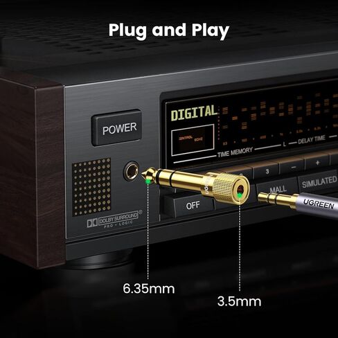 UGREEN 6.35mm 1/4 Male to 3.5mm 1/8 Female Stereo Headphone Adapter Audio Jack Plug Gold Plated for Speaker Headphone Guitar Digital Piano Amp, 2 Pack in Saudi Arabia
