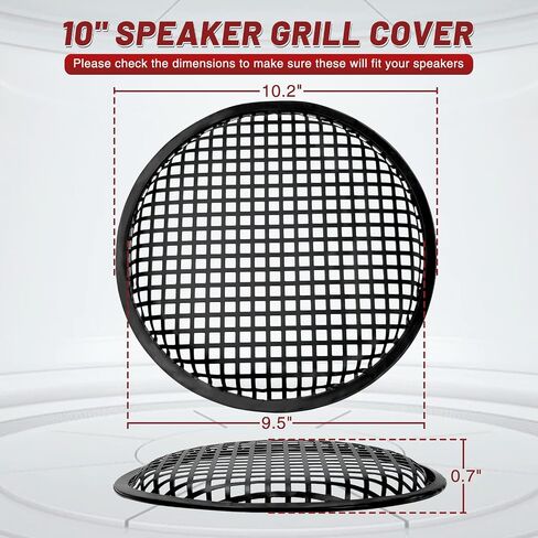 12" Speaker Grill Cover: Car Audio Speaker Grill Cover, Subwoofer Metal Mesh-Waffle Grill Cover Protector with Rubber Frame(Pack of 2) in Saudi Arabia