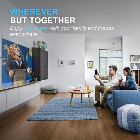 جهاز عرض أصلي 1080 بكسل مع 5G WiFi وBluetooth 5.2، جهاز عرض EAZVUE Mini 400 ANSI Lumen، جهاز عرض محمول متوافق مع عصا التلفاز/الهاتف/الكمبيوتر الشخصي/DVD/HDMI/AV/USB/SD، جهاز عرض أفلام خارجي in Kuwait