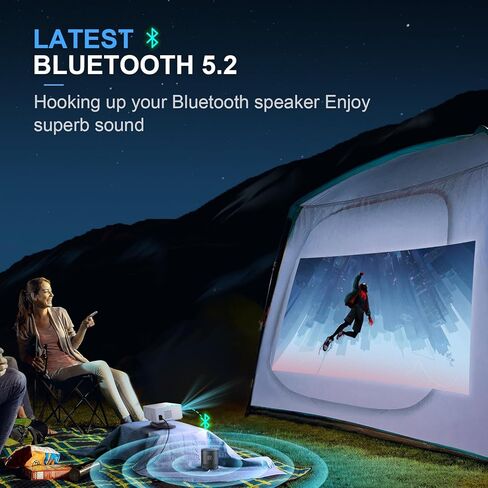 جهاز عرض أصلي 1080 بكسل مع 5G WiFi وBluetooth 5.2، جهاز عرض EAZVUE Mini 400 ANSI Lumen، جهاز عرض محمول متوافق مع عصا التلفاز/الهاتف/الكمبيوتر الشخصي/DVD/HDMI/AV/USB/SD، جهاز عرض أفلام خارجي in Kuwait