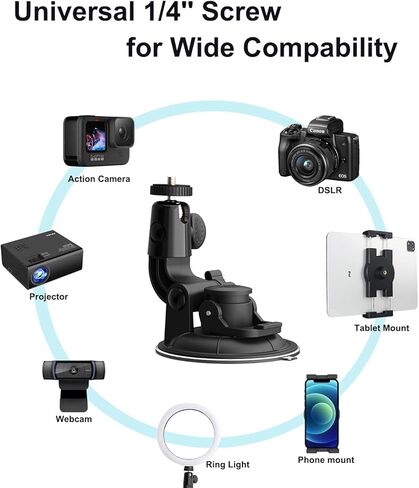 حامل تابلت على الزجاج الأمامي للسيارة من Aozcu، حامل تابلت على لوحة القيادة في النافذة، حامل شفط قوي 95 مم مع طرف لولبي 1/4 بوصة لجهاز iPad Pro 11/ Air/Mini، وGalaxy Tabs، والمزيد من الهواتف والأجهزة اللوحية مقاس 4-13 بوصة، والكاميرا in Kuwait