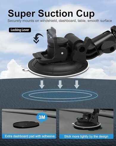 حامل تابلت على الزجاج الأمامي للسيارة من Aozcu، حامل تابلت على لوحة القيادة في النافذة، حامل شفط قوي 95 مم مع طرف لولبي 1/4 بوصة لجهاز iPad Pro 11/ Air/Mini، وGalaxy Tabs، والمزيد من الهواتف والأجهزة اللوحية مقاس 4-13 بوصة، والكاميرا in Kuwait