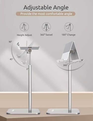 ODOSOLA Tablet Stand Height Angle Adjustable, Eye-Level Desktop iPad Stands Tablet Holder for Home Office, Cradle Dock for iPad Pro 12.9, Air Mini 4, Kindle, E-Reader, Nexus, iPhone (4-13'') Silver in Saudi Arabia