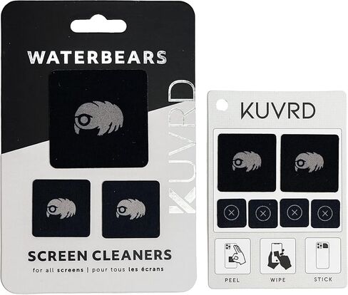 KUVRD Waterbear - Electronic Screen Cleaner Pads, 4-Pack (4 Patch Sets) | Compact stick-on microfiber patch cleans phone camera lenses, car screens, viewfinders, and eyeglasses in Kuwait